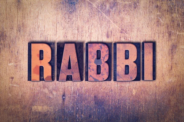 Tema Rabbi Letterpress Palabra sobre fondo de madera — Foto de Stock