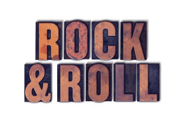 Rock and Roll kavramı Letterpress Word izole