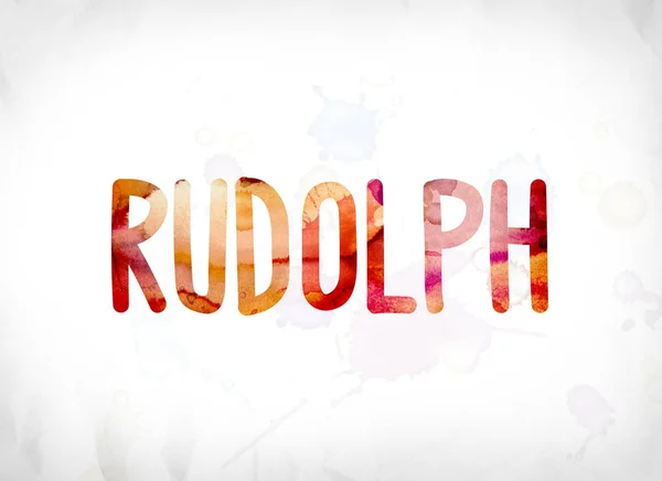 Rudolph Concept pictat acuarelă Word Art — Fotografie, imagine de stoc