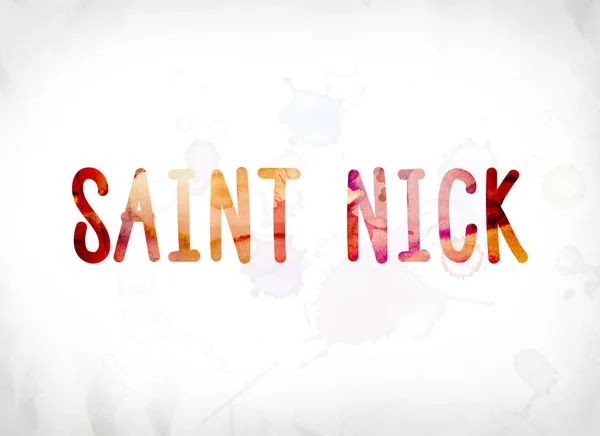 San Nick concetto dipinto ad acquerello Word Art — Foto Stock