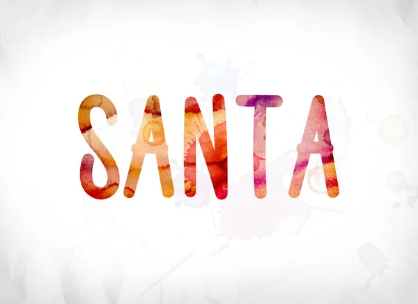 Santa koncepce malované akvarel slovo umění — Stock fotografie