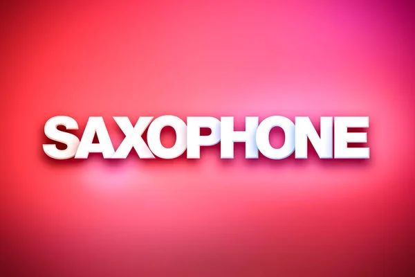 Saxofone tema palavra arte em fundo colorido — Fotografia de Stock