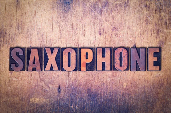 Saxofon téma knihtisk slovo na pozadí — Stock fotografie