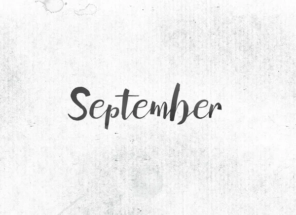 September Concept schilderde inkt Word en thema — Stockfoto