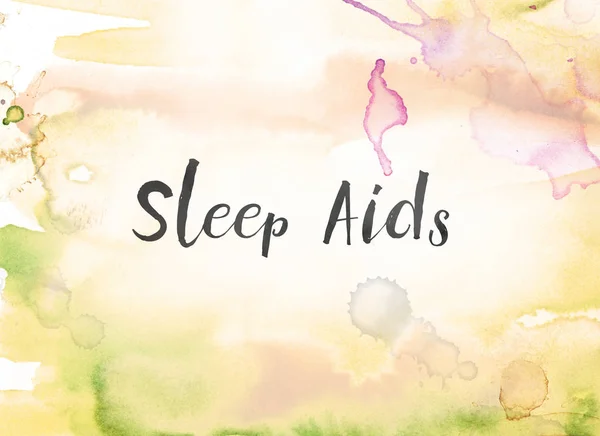Sleep Aids koncepció akvarell és festék festés — Stock Fotó