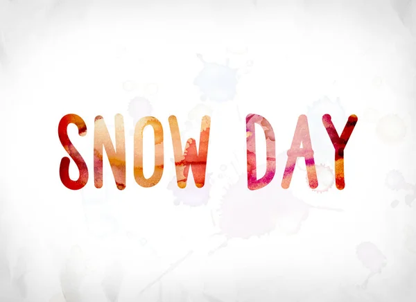 Día de nieve concepto pintado acuarela palabra arte — Foto de Stock