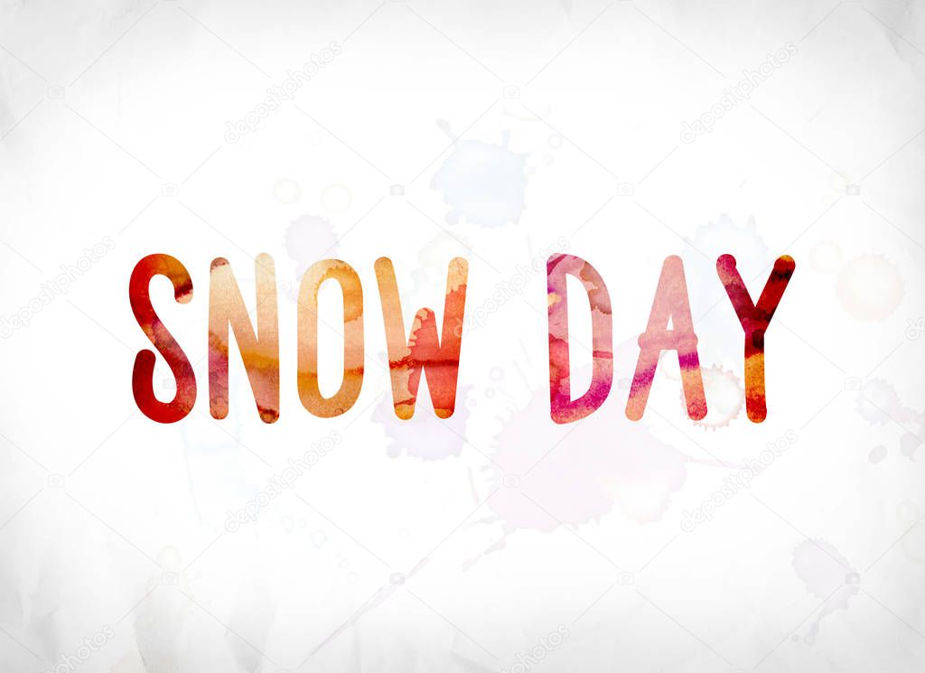 Snow Day Concept Painted Watercolor Word Art