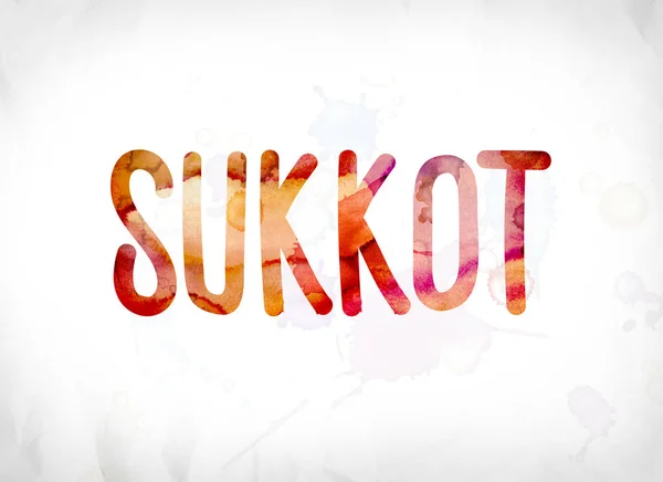 Sukot koncepce malované akvarel slovo umění — Stock fotografie