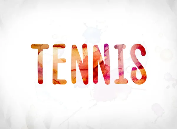 Tennis Concept geschilderd aquarel WordArt — Stockfoto