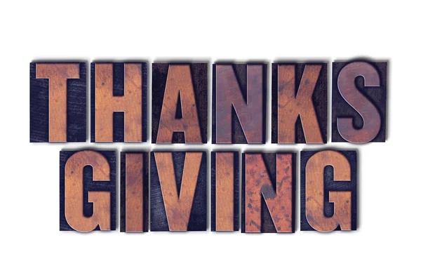 Thanksgiving Concept Isolated Letterpress Word — Stock Photo, Image