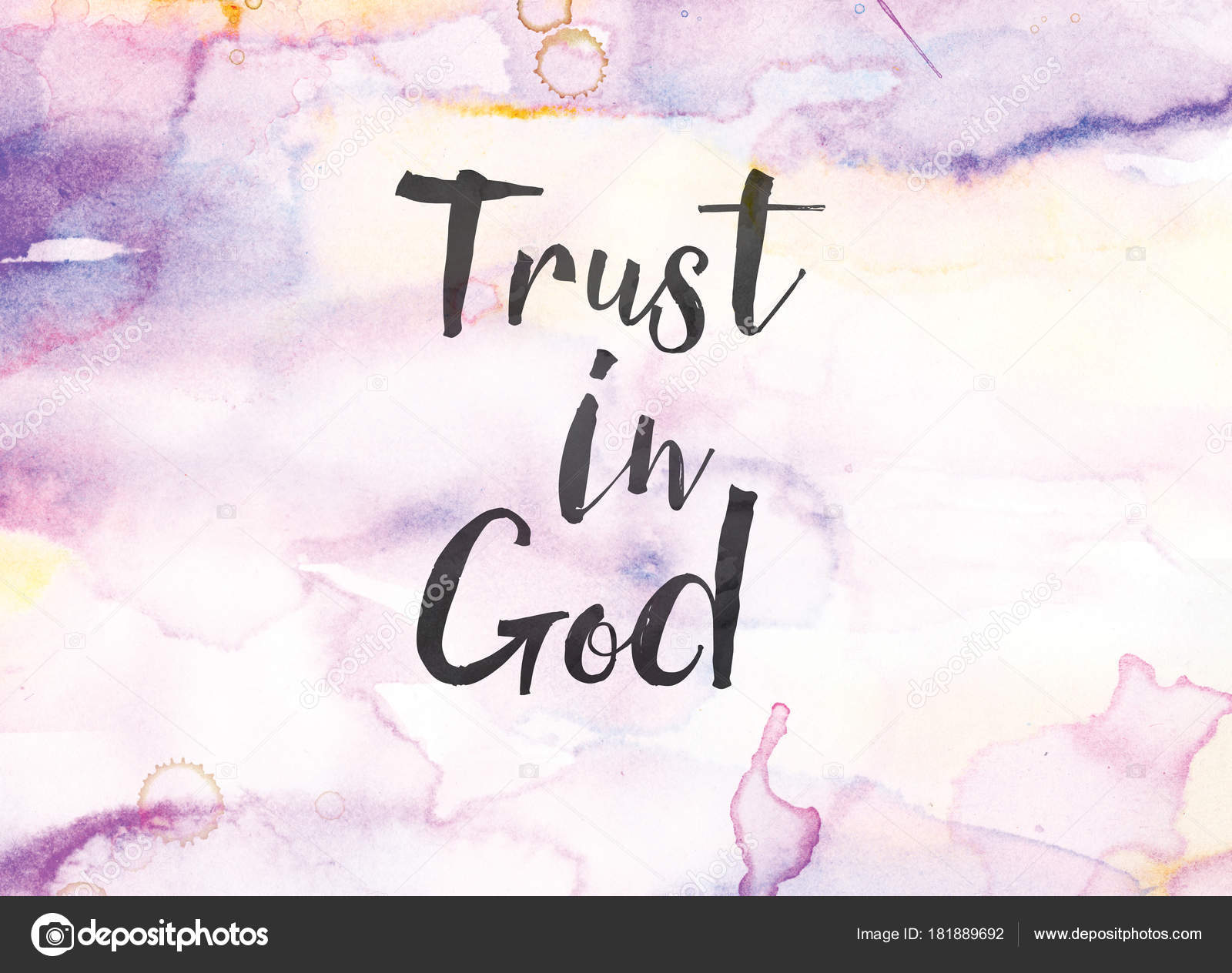 Trust In God Concept Watercolor And Ink Painting Stock Photo Image By Enterlinedesign 181889692