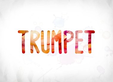 Sulu Boya Word Art boyalı trompet kavramı
