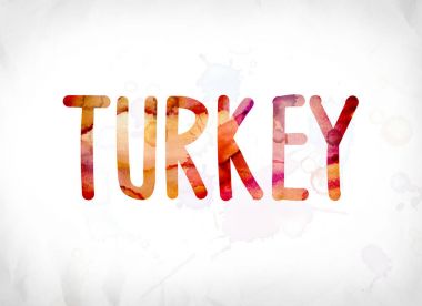 Sulu Boya Word Art boyalı Türkiye kavramı