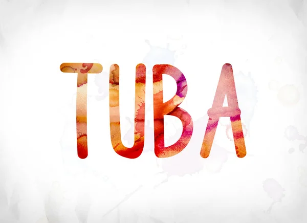 Tuba Concepto Acuarela Pintada Word Art —  Fotos de Stock