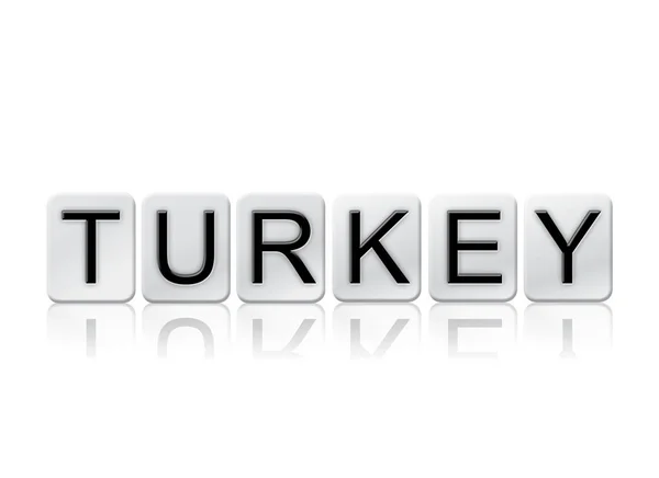 Turquia Concept Tiled Word Isolado em Branco — Fotografia de Stock