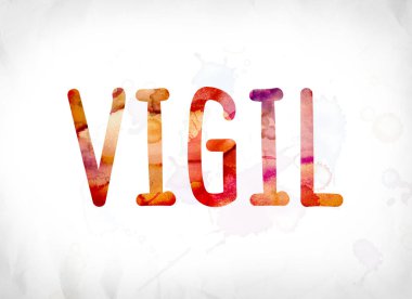 Gece nöbeti kavramı suluboya Word Art boyalı