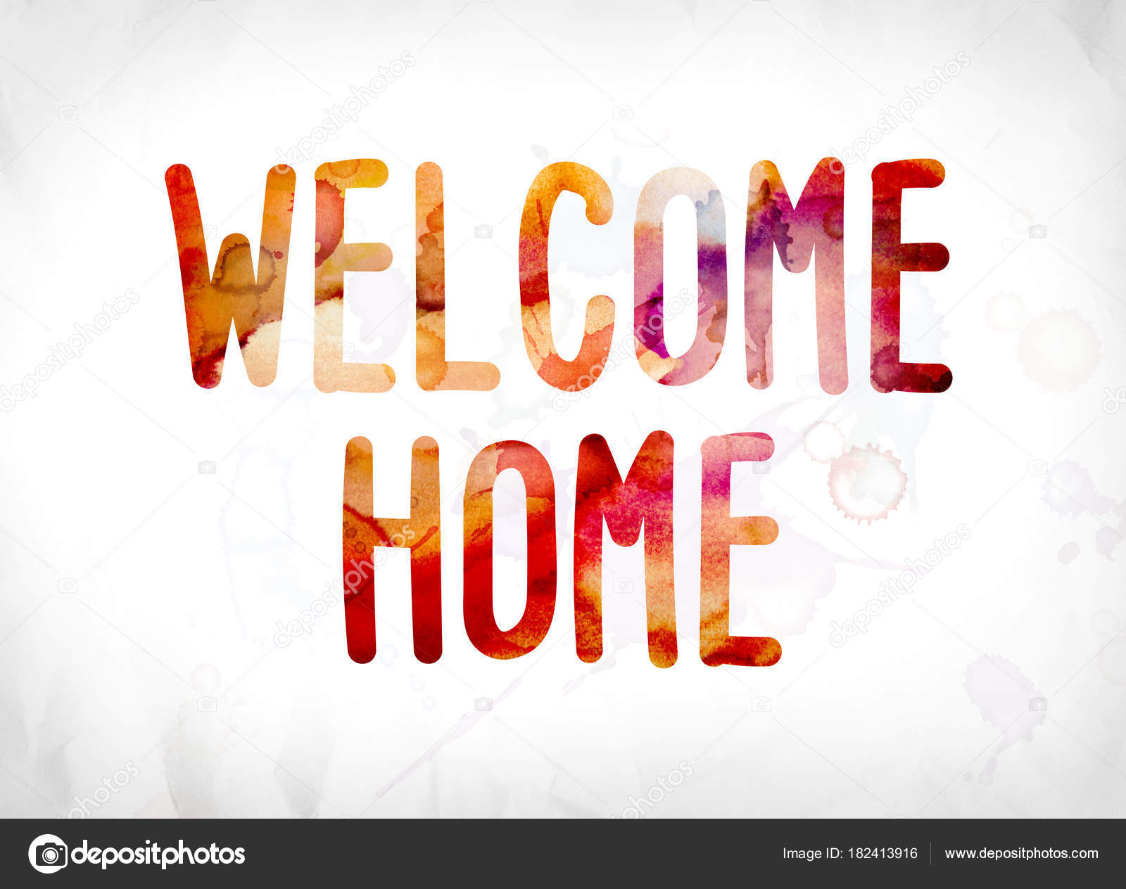 Home Concept Painted Watercolor Word Art Stock Photo by