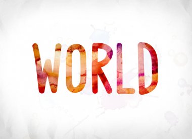 Sulu Boya Word Art boyalı dünya kavramı