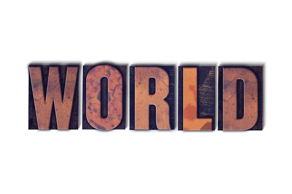 World Concept Isolated Letterpress Word — Stock Photo, Image