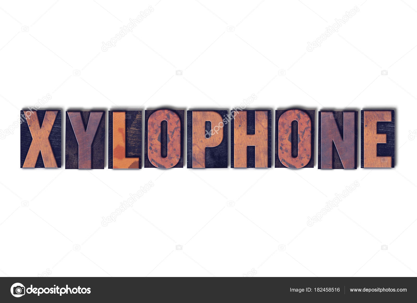 Xylophone Concept Isolated Letterpress Word Stock Photo by