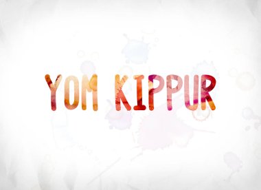 Sulu Boya Word Art boyalı Yom Kippur kavramı
