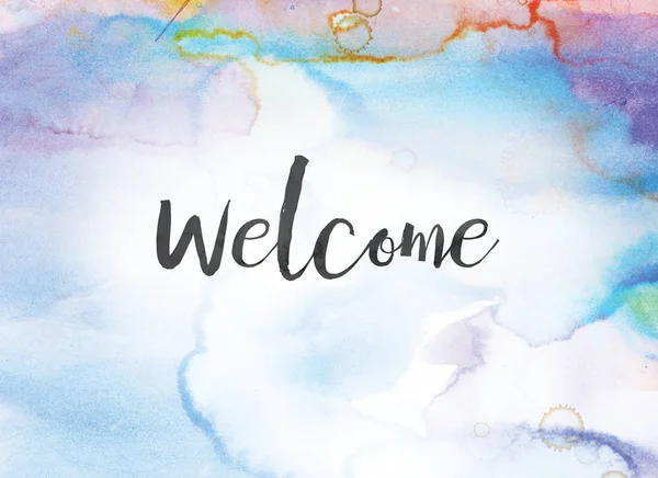 Welcome Concept Watercolor and Ink Painting — Stock Photo, Image