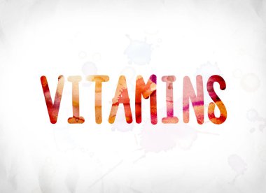 Sulu Boya Word Art boyalı vitaminler kavramı