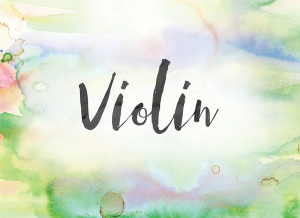 ヴァイオリン概念水彩画と水墨画 — ストック写真