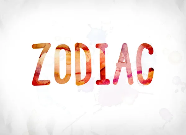 Znak zodiaku koncepcja malowane akwarela WordArt — Zdjęcie stockowe