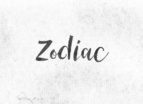 Znak zodiaku koncepcja malowane tuszem słowo i tematu — Zdjęcie stockowe
