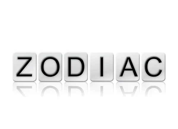 Znak zodiaku koncepcja na białym tle kafelkami Word — Zdjęcie stockowe