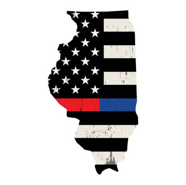 Illinois Polisi ve İtfaiyeci Destek Bayrağı Illustrati