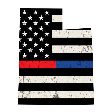 Utah Eyaleti Polisi ve İtfaiyeci Destek Bayrak İllüstrasyonu