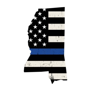 State of Mississippi Police Support Flag Illustration