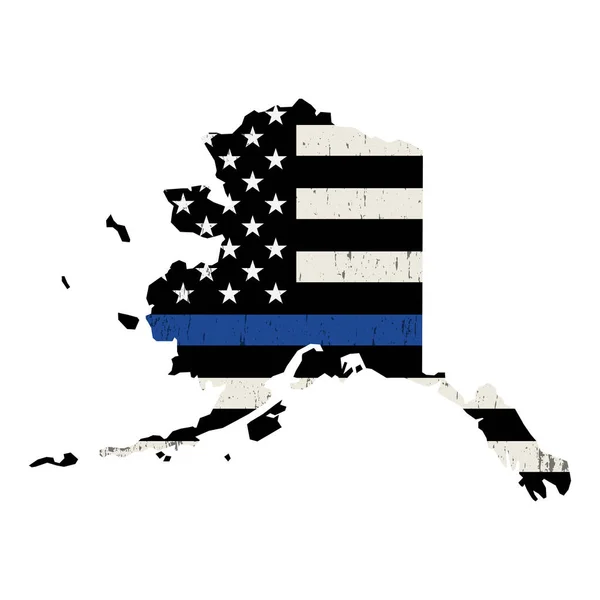 Ilustración de la bandera de apoyo policial del estado de Alaska — Vector de stock