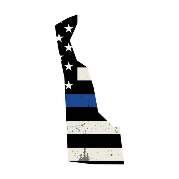 Estado de Delaware Policía Apoyo Ilustración de la bandera — Vector de stock