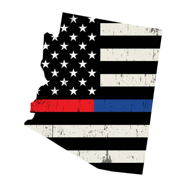 Estado de Arizona Policía y Bomberos apoyan bandera Illustratio — Vector de stock