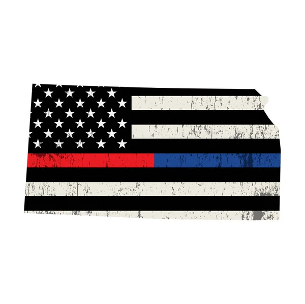 Πολιτεία του Κάνσας Αστυνομία και Πυροσβεστική Υποστήριξη Εικόνα Σημαία — Διανυσματικό Αρχείο