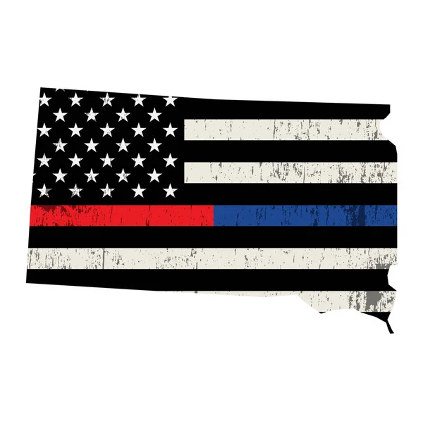 Stato del Dakota del Sud Polizia e Vigile del Fuoco Bandiera Illust — Vettoriale Stock