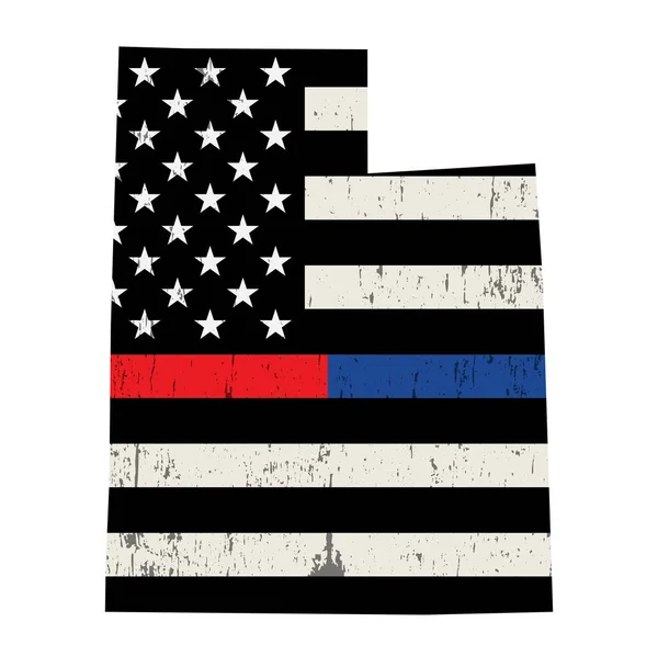 Stato della polizia dello Utah e dell'illustrazione della bandiera di supporto dei vigili del fuoco — Vettoriale Stock