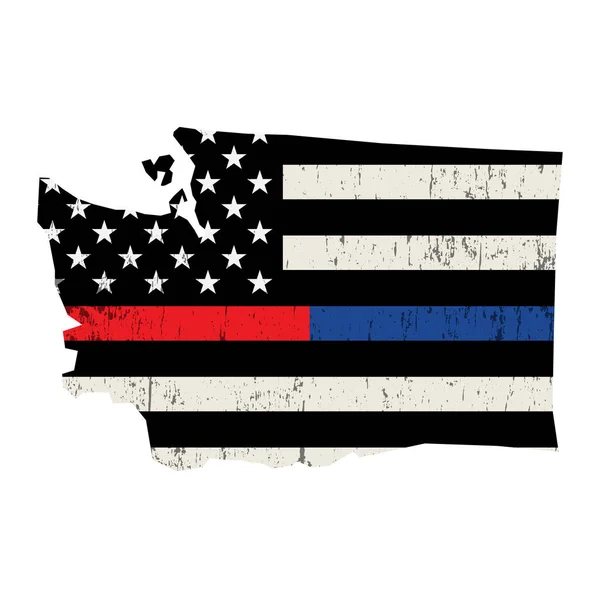 Bandera de Apoyo a la Policía y Bomberos del Estado de Washington Illustra — Vector de stock