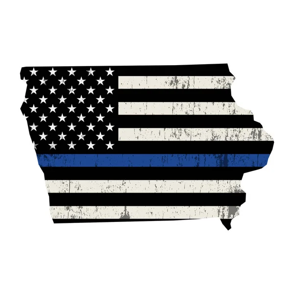 Illustrazione della bandiera di sostegno della polizia dello Stato dell'Iowa — Vettoriale Stock