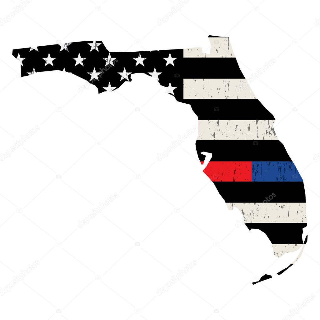 State of Florida Police and Firefighter Support Flag Illustratio