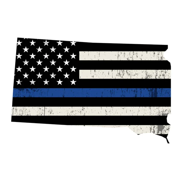 Estado de Dakota del Sur La policía apoya la ilustración de la bandera — Vector de stock