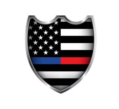 Polis ve İtfaiyeci Amerikan Bayrak Rozeti Çizimi