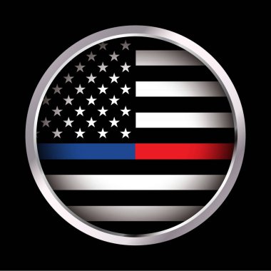 Polis ve İtfaiyeci Amerikan Bayrak Amblemi Çizimi