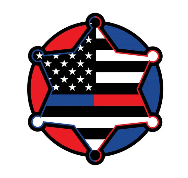 Police and Firefighter Star Badge Illustration — стоковий вектор