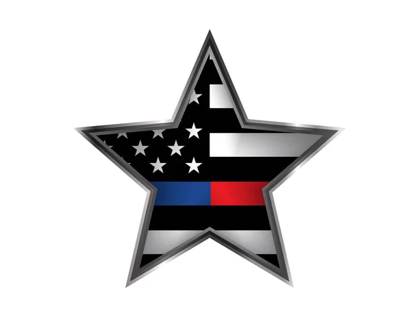 Αστυνομία και πυροσβέστης Υποστήριξη Star Badge Emblem Εικονογράφηση — Διανυσματικό Αρχείο