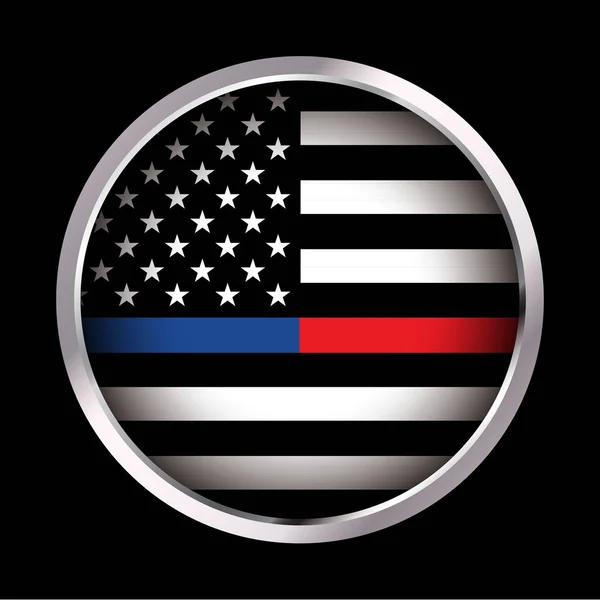 Ilustración de emblema de bandera estadounidense de policía y bombero — Vector de stock