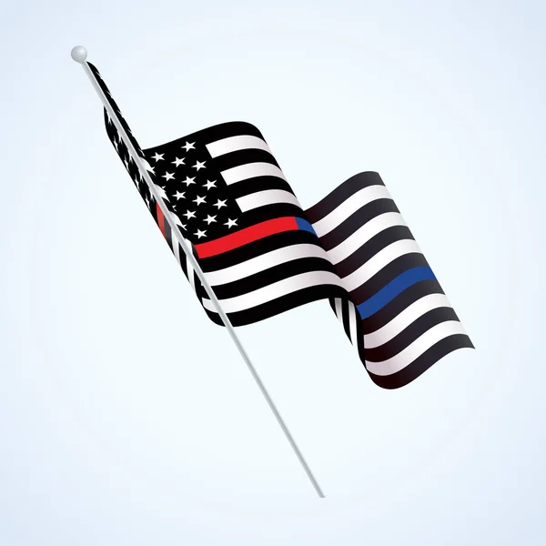 Polizei und Feuerwehr schwenken Flagge — Stockvektor